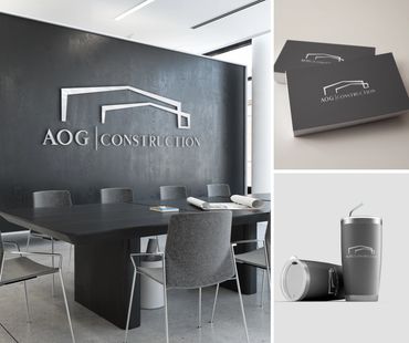 logo mockup, business card with logo, tumbler with logo, office wall with business logo signage