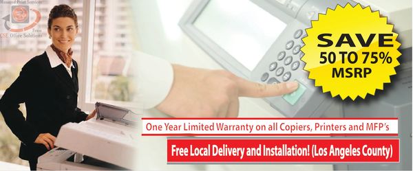 Sales of refurbished copiers, fax and printers with one year limited warranty on parts and labor