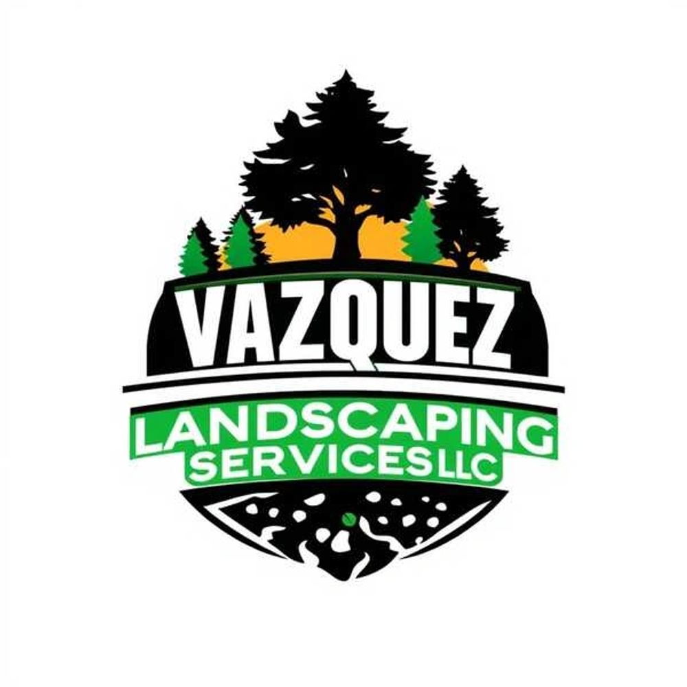 Logo for Vazquez Landscaping Services LLC featuring trees and soil.