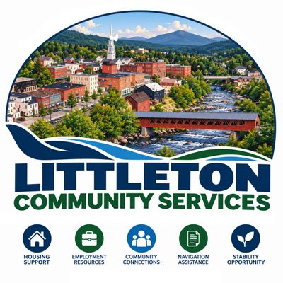 Littleton Community Services logo with town image and service icons.