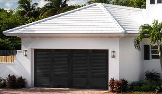 insulated garage doors with composite louver overlays