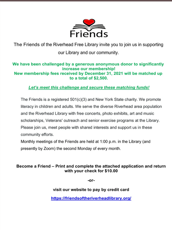 Friends of the Riverhead Library Flyer