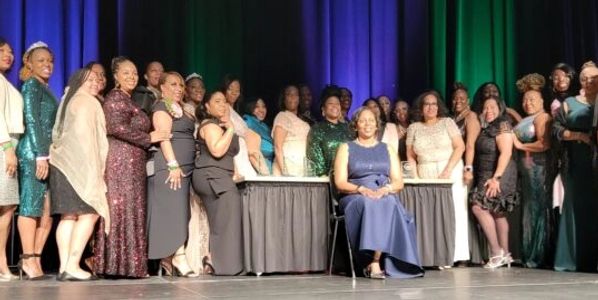 A formal event with women