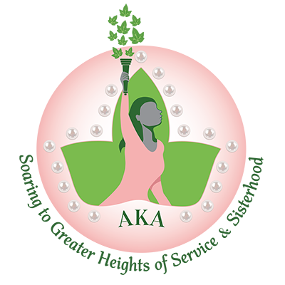 The Alpha Kappa Alpha pink and green logo