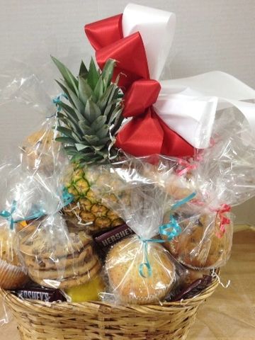 Fresh cookies, fruit gift basket