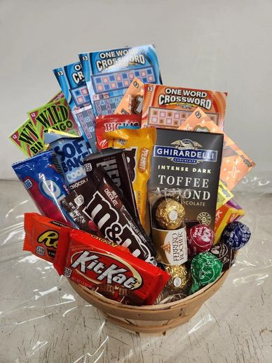 Snacks and Lottery tickets gift basket