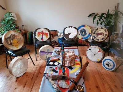 Sample of drums provided for group drumming event