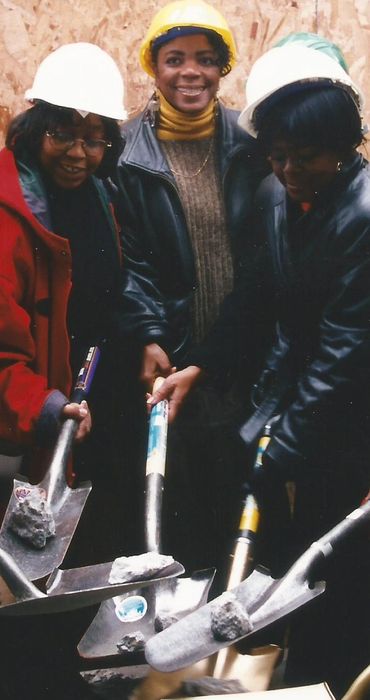 Apollo Media Center groundbreaking ceremony with (L to R) Lodina , Verlary Cray, and Beverly Gray