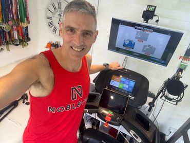 Stephen Cousins with his Noble Pro treadmill and Coupon Code