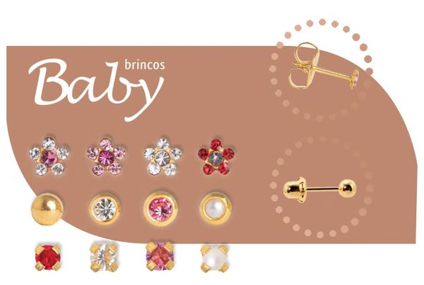 Modelos de brincos para bebês. Furo humanizado em Fortaleza. Primeiro brinco  de bebê em Fortaleza.