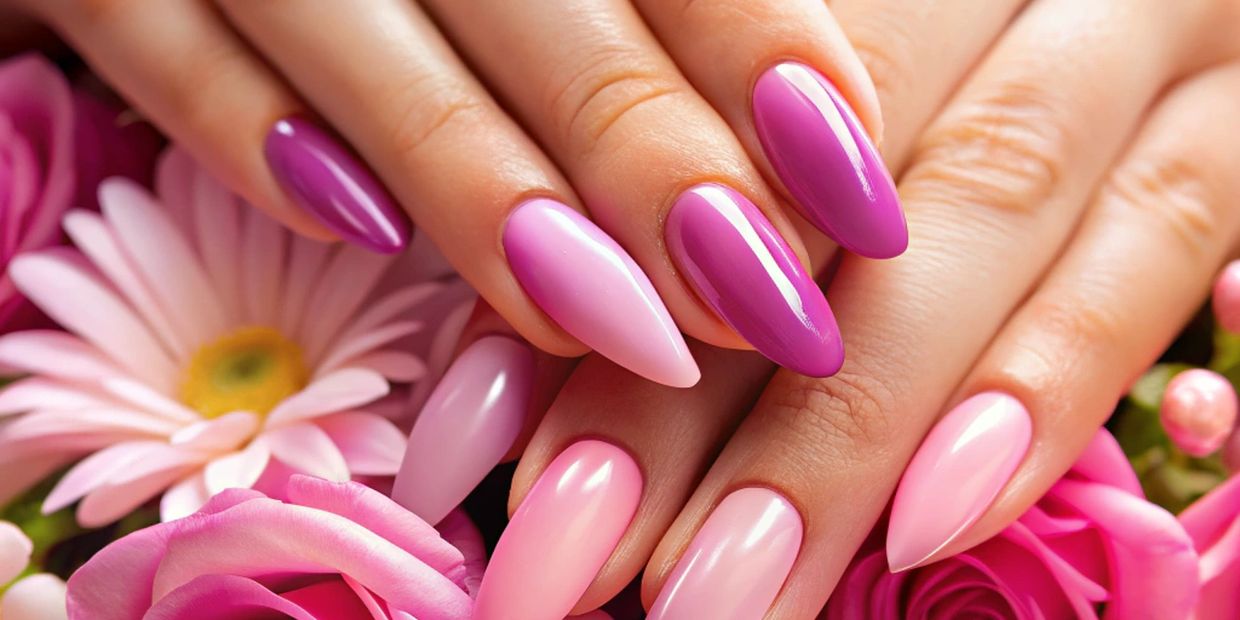 Une femme avec du vernis à ongles sur les deux mains