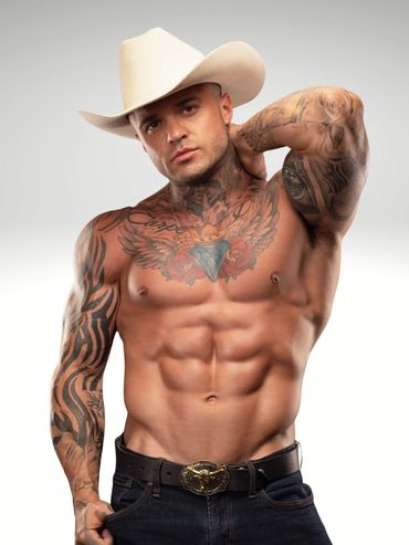 Male stripper Justin from Young Gunz entertaining hens party guests in Whale Beach NSW