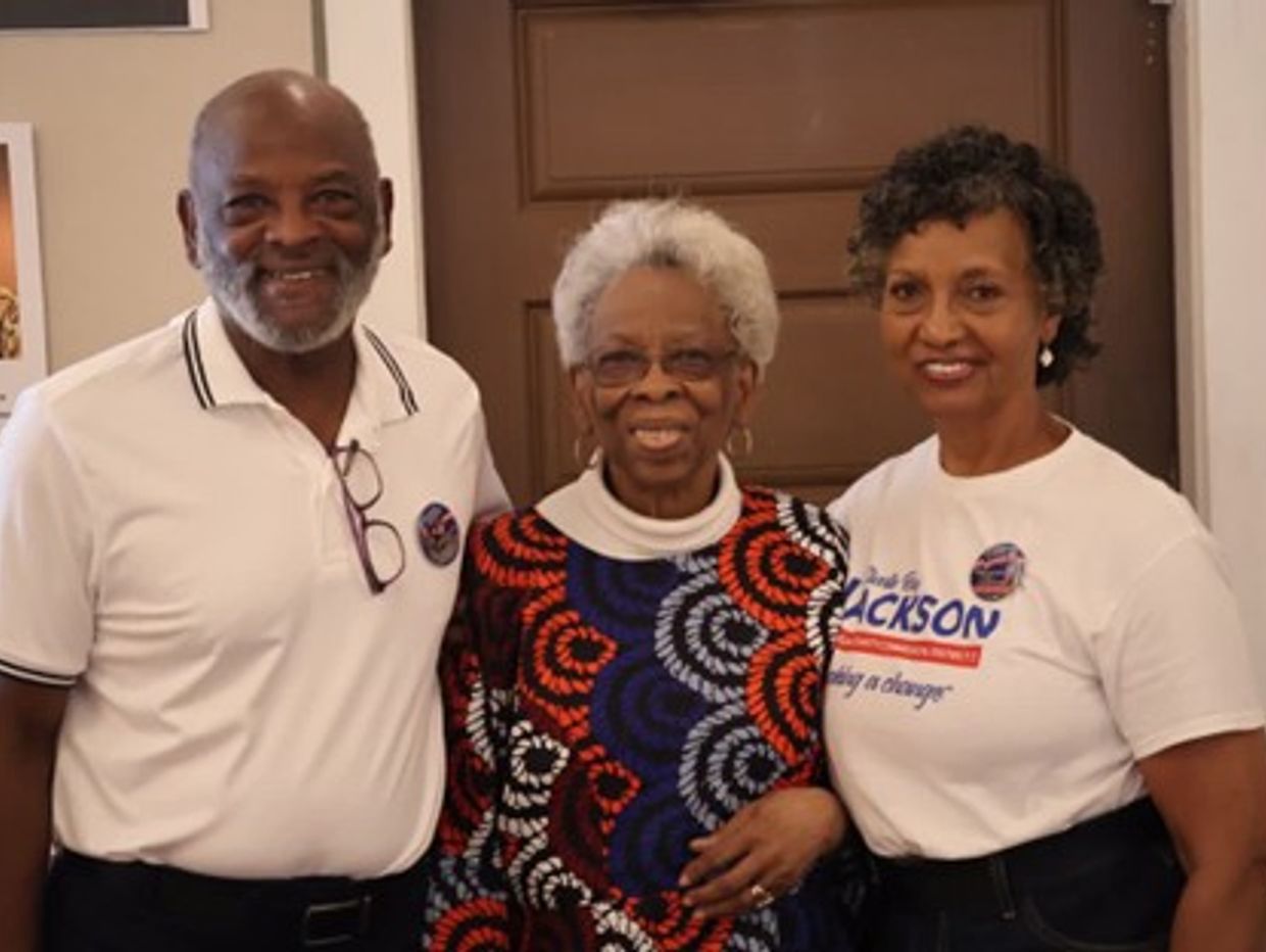 Charlie Jackson with his aunt Verna Johnson and wife Carolyn Jackson.