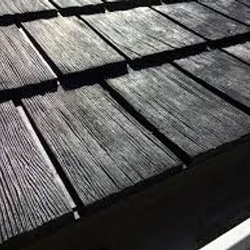 A close up view of the roof with low light