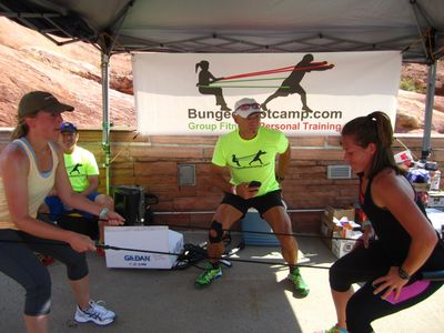 Tandem Bungee® Group fitness challenge at Fitness on The Rocks. 