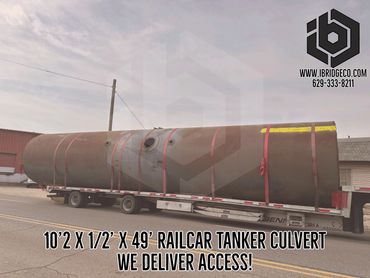 IBC Delivering a 10' diameter Tanker Car Culvert Pipe 49' Long