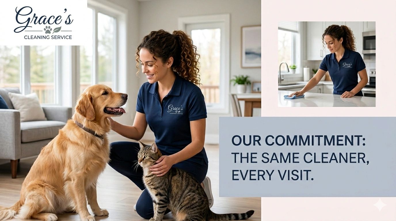 Grace's Cleaning Service ensures the same cleaner visits every time, trusted with pets.