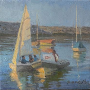 Children on sailboat in a class at Bearskin Neck in Rockport MA