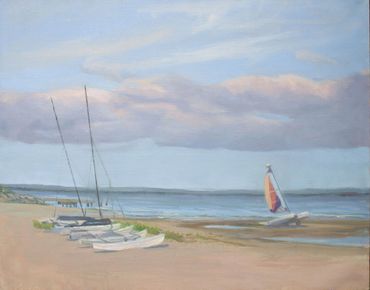 A Beach of Paradise, oil painting on linen of hobbie cats on a sunny beach
Atlantic Highlands, New J