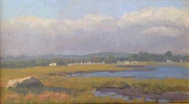 Mieg's Point, Hammonasset Beach, marsh oil paintings, CT shore ,landscape oil paintings 