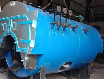 Large blue industrial machine with gauges and valves.