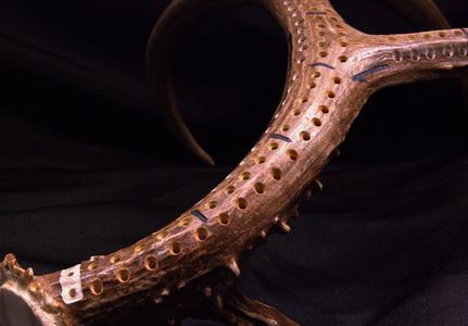 Heirloom mule deer antler cribbage board.