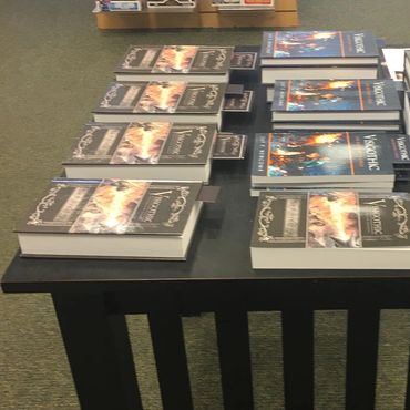 table display of the original first edition titles, Barnes and Noble Westside, Albuquerque, NM, 2019