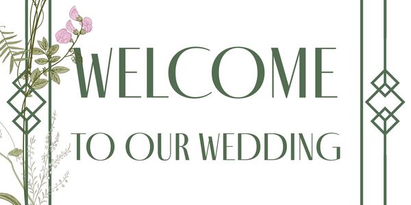 Welcome sign for a wedding with floral design.
