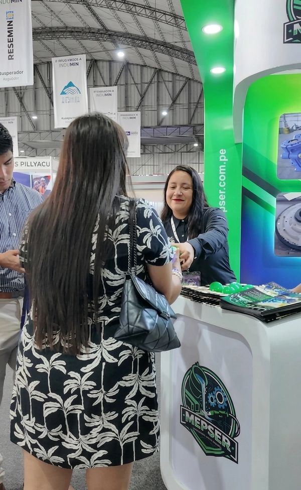 A woman receives a brochure at the MEPSER booth during an event.