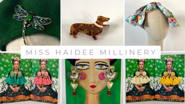 Variety of handmade accessories and jewelry from Miss Haidee Millinery.