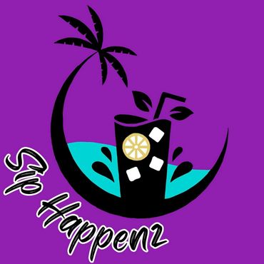Tropical-themed logo with a pitcher of lemonade on a purple background.
