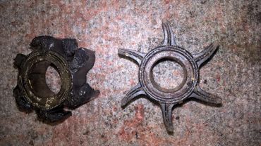old and new water pump impeller this shows how important regular servicing and repair are