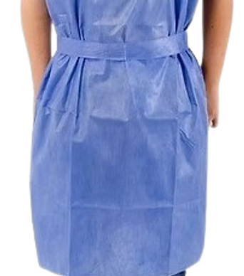 alt="Bata quirúrgica desechable para paciente en SMS azul Cruztex"