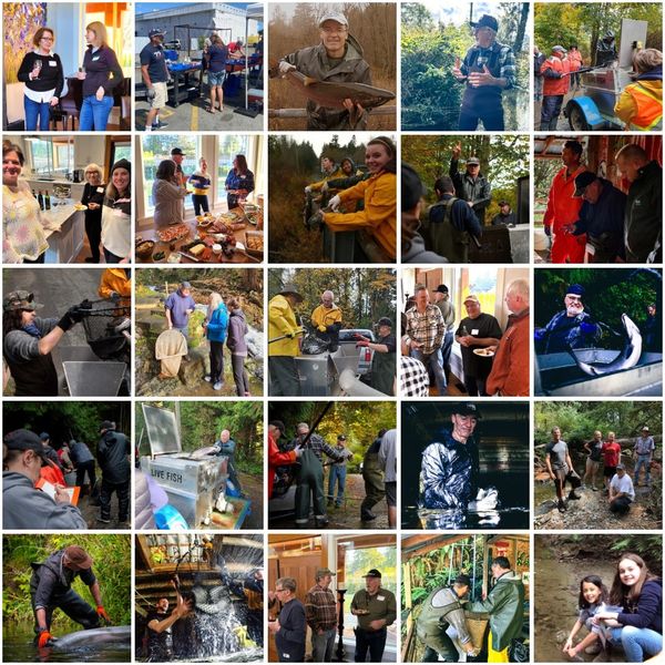 Collage of fishing, outdoor activities, and community gathering moments.