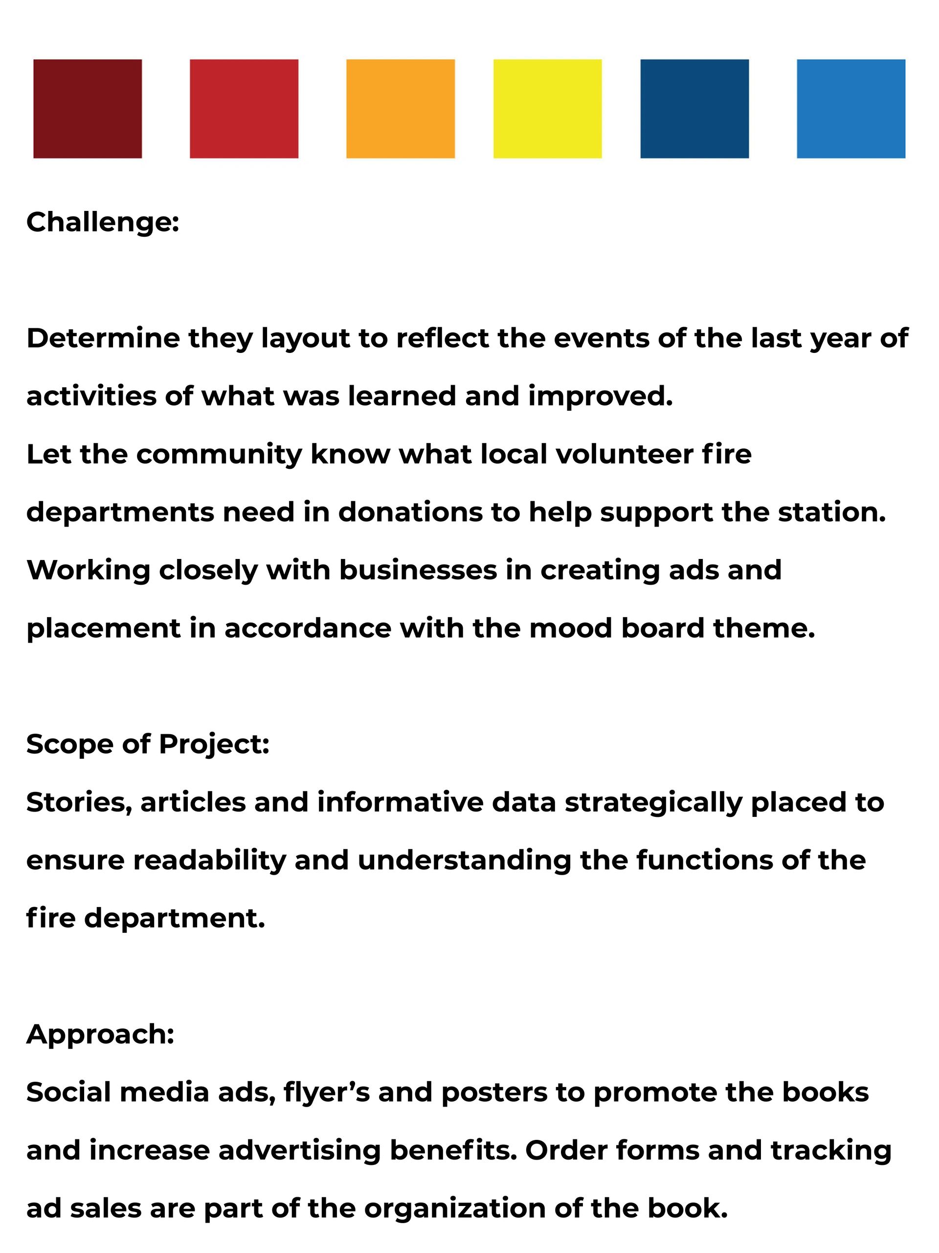 Case study color pallet and description of the case study