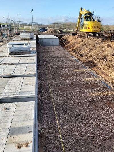concrete graves being built.