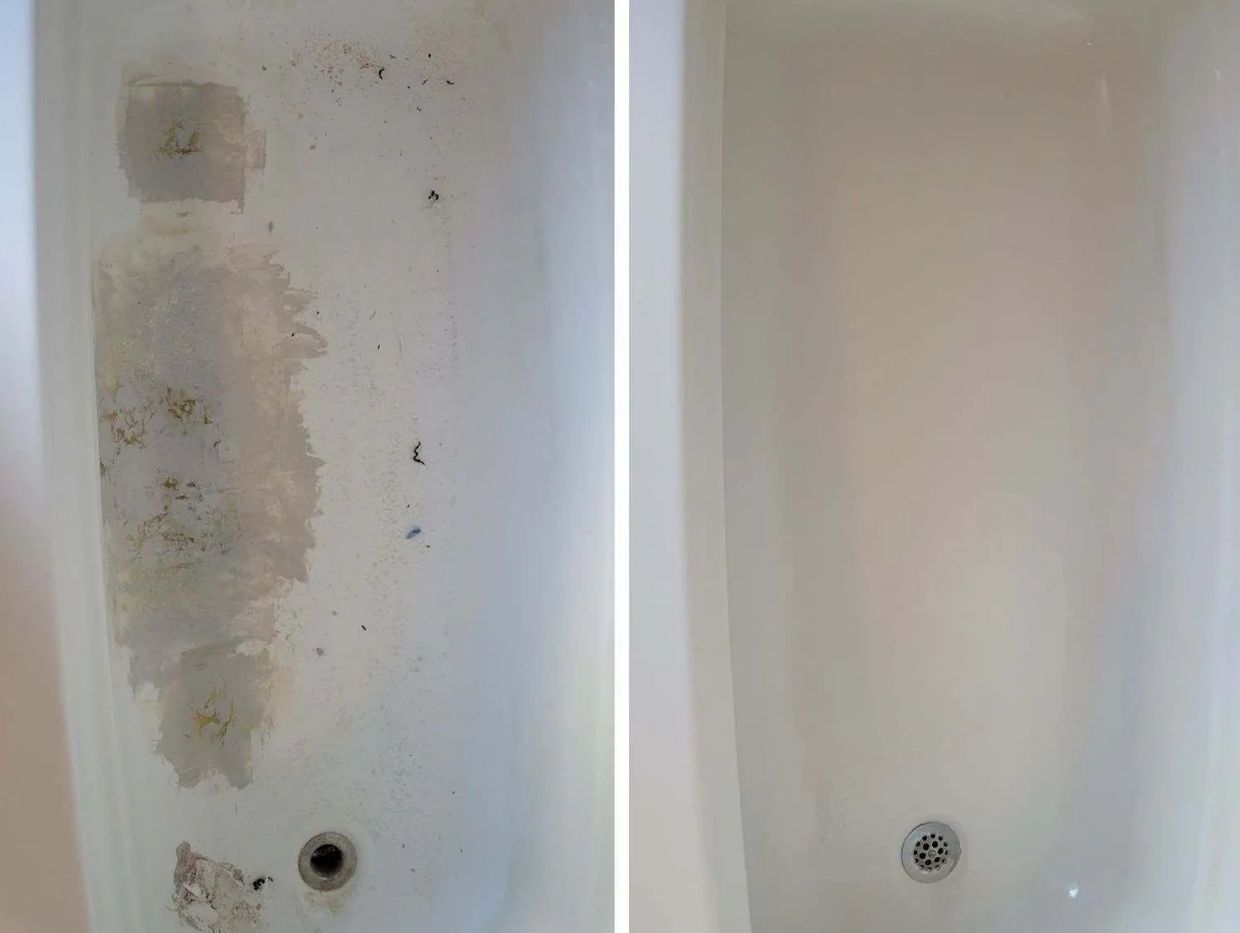 Repaired Residential fiberglass cracked tub