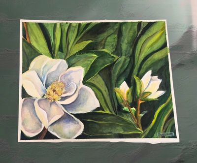 Intuitive art Magnolia painting artwork spiritual home decor healing art Botanical magic watercolor
