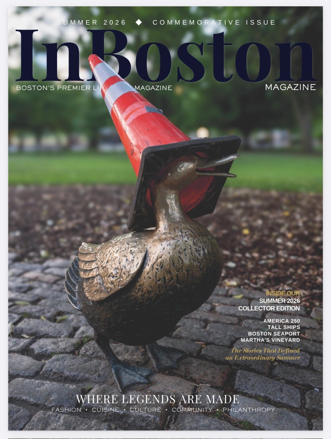 Photo by Jack Daryl, featuring Boston’s beloved bronze Make Way for Ducklings statue