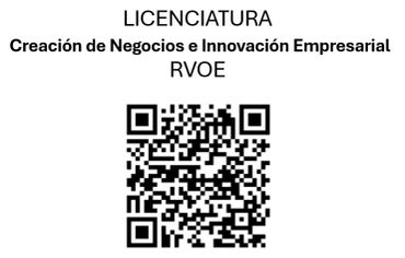 Código QR para licenciatura en Creación de Negocios e Innovación Empresarial.