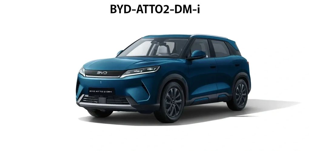 Blue BYD-ATTO2-DM-i compact SUV angled to the front right.