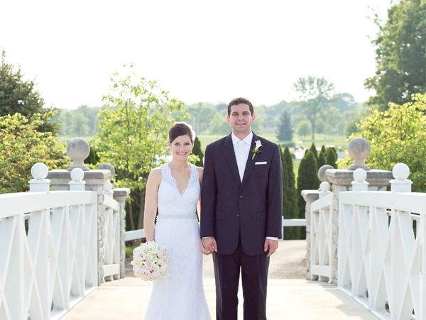 Photo of Abby Grieshop with her husband on wedding day at Chatham Hills in Westfield Indiana. 