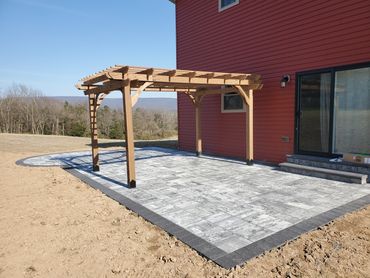 Outdoor living paver patio pergola
