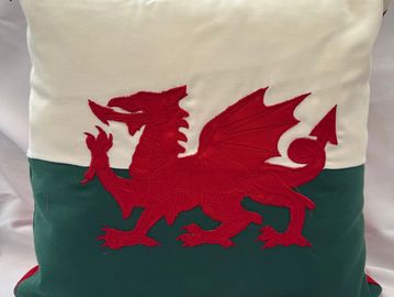 A striking example of the Welsh Flag, with a applique dragon on the traditional green and white bac