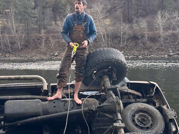 Photo after a Police Chase, that ended with the truck hitting a Police car and going into the water.