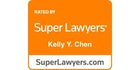 An orange badge that reads:
Rated by 
Super Lawyers
Kelly Y. Chen
SuperLawyers.com