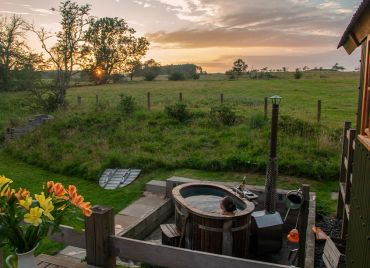The view from the hot tub of Chishillway Shepherds Hut in Northumberland