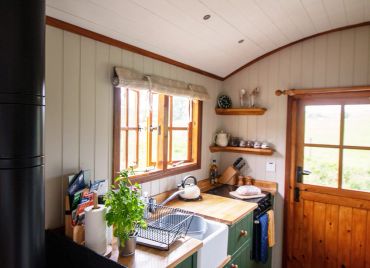 The Kitchen area of Chishillway Shepherds Hut in Northumberland