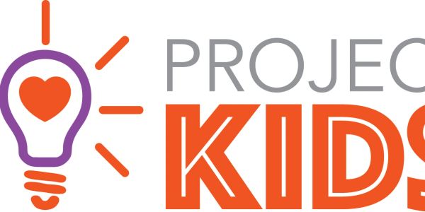 Logo with lightbulb and heart for Project Kids.