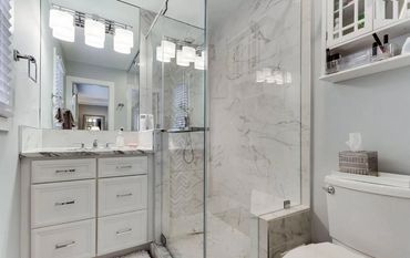 Gorgeous bathroom upgrade with light colors